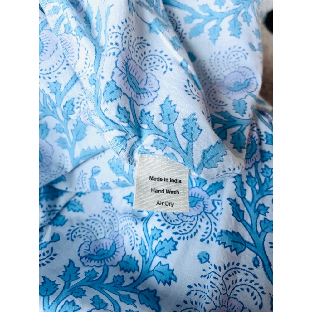 ZS BLOCKPRINTS Women's Floral Print Maxi Dress Size S Blue White - Picture 17 of 17